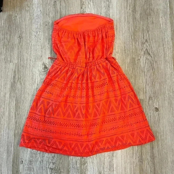 Womens No Boundaries Orange Strapless Mini Dress - S - Picture 4 of 5